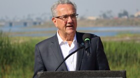 San Diego City Council President Pro Tem Joe LaCava speaks at the San Dieguito Lagoon on Monday, Sept. 30, 2024.